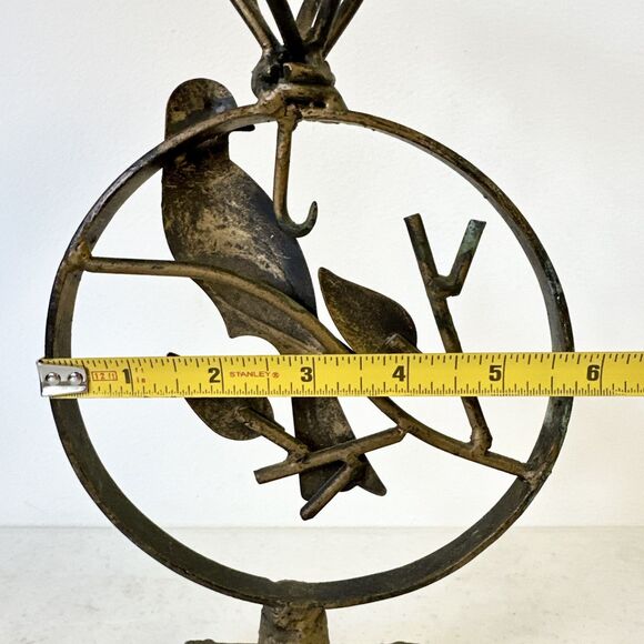 Vtg Metal‎ Bird Piller Candle Distressed Stick Holder Farmhouse Bird Lover Decor - Picture 6 of 8